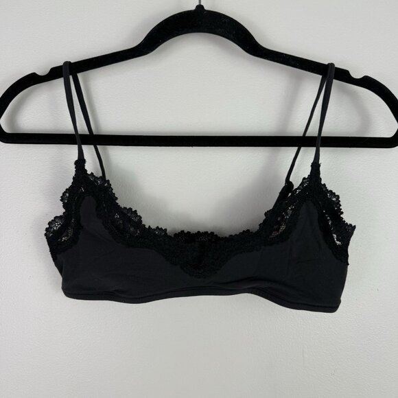 SKIMS Black Lace Triangle Bralette Soft Stretch Sheer Wireless Minimal Bra S - Picture 1 of 6